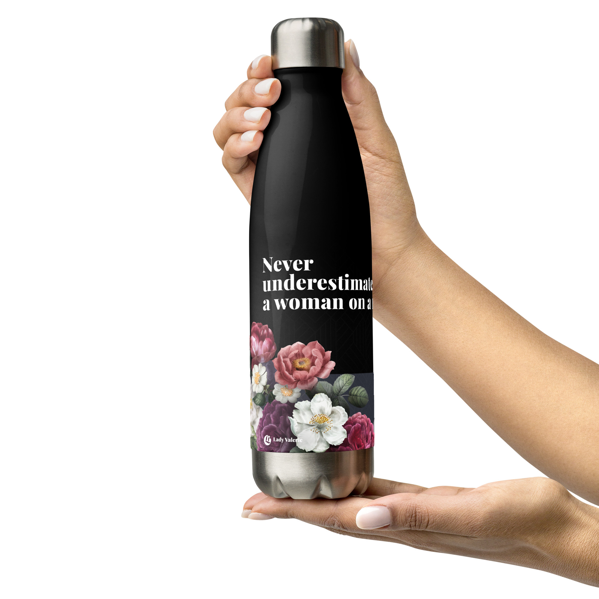 Never Underestimate a Woman on a Mission Stainless Steel Water Bottle