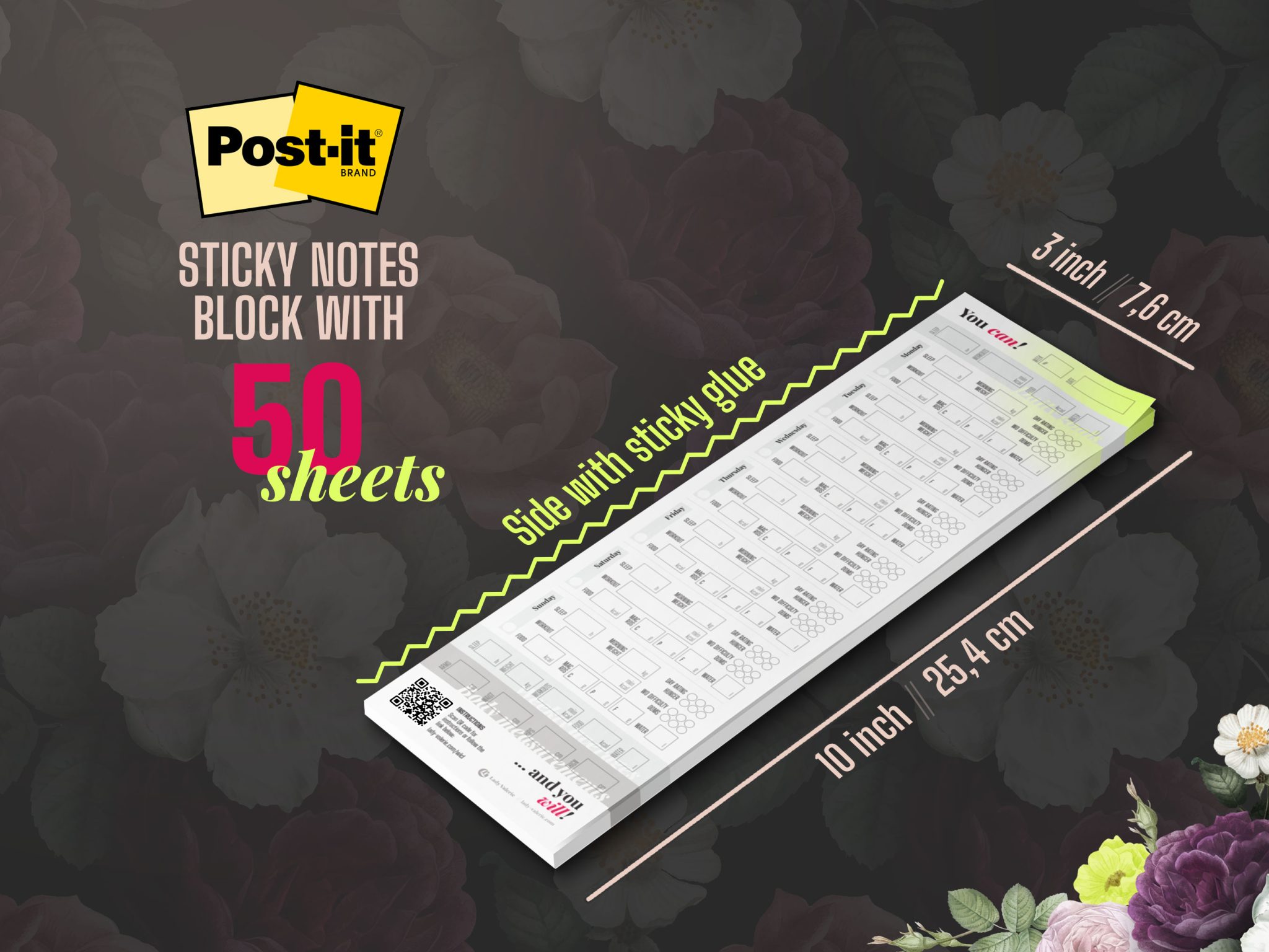 Wight loss journal on Post-itÂ® Note pads